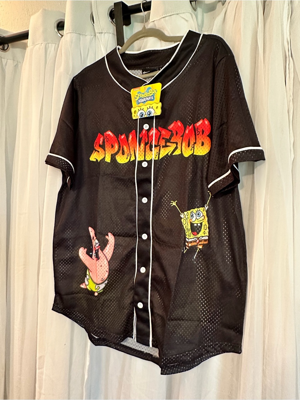 Nickelodeon SpongeBob Yellow & Black Mesh Graphic Jersey - Picture 2 of 7